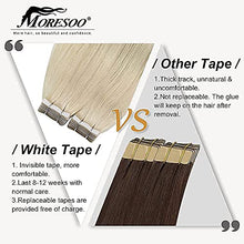 Load image into Gallery viewer, Moresoo Tape in Extensions Blonde Invisible Tape in Hair Extensions Human Hair Platinum Blonde 12 Inch Full Head Tape Hair Extensions 30g/20pcs
