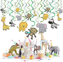 Load image into Gallery viewer, Konsait Jungle Animals Party Swirl Decorations, 30 Pack Hanging Swirl Animals Party Supplies Jungle Theme Birthday Party Decorations