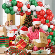 Load image into Gallery viewer, Christmas Balloon Arch Garland Kit, 104 Pcs Xmas Balloon Arch with Red Green White Latexballons, Silver Confetti Balloons & Santa Claus Foil Balloons, Christmas Balloon Kit for New Year Party Decor