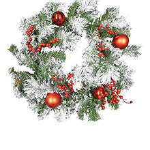Load image into Gallery viewer, UK-Gardens 45cm Artificial Red Berry, Bauble and Cone Wreath with Snow - Christmas Festive Decoration Outdoor Or Indoor