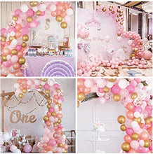 Load image into Gallery viewer, OWill Pink Balloons Rose Gold Balloon Arch , 117 Pcs Rose Gold Pink Balloon Party Decorations 12 Inch Balloon and Balloon Tool for Women Bridal Wedding Baby Shower Decorations Birthday Party Supplies