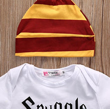 Load image into Gallery viewer, Baby Boys Girls Snuggle This Muggle Bodysuit and Striped Pants Outfit with Hat