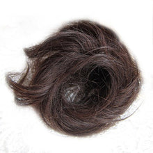 Load image into Gallery viewer, Remeehi Real Human Hair Bun Extension Donut Chignon Scrunchie Bun Up Do Hair Pieces Wavy Curly or Messy Ponytail Extension Dark Brown