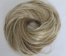Load image into Gallery viewer, New Very Large Circular Elastic synthetic Hair piece Updo Scrunchies Bun Extensions Wavy 7” Light weight 55g (Light Blonde Mix #24H613)
