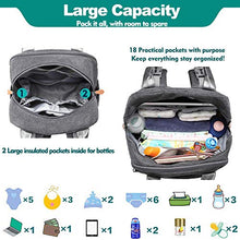Load image into Gallery viewer, Baby Changing Bag Backpack, BabbleRoo Nappy Changing Back Pack Diaper Bags with Changing Mat & Pacifier Holder for Mom & Dad (Dark Grey)