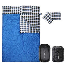 Load image into Gallery viewer, Double Sleeping Bag Cotton Flannel, Waterproof Outdoor Backing Sleeping Bag with 2 Pillow and Compression bag, Camping Envelope Sleeping Bag For Adults & Kids - Camping Gear Equipment, Traveling