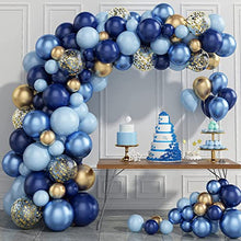 Load image into Gallery viewer, Paready Navy Blue Balloons Arch Kit Garland, Metallic Blue Macaron Blue Balloons Gold Confetti and Metallic Gold Balloons Arch for Birthday Party Decorations Wedding Bridal Shower Baby Shower