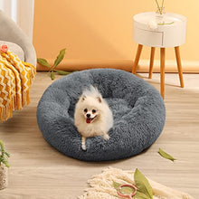 Load image into Gallery viewer, YOJOGEE Calming Donut Dog Bed for Medium Small Dogs Cats, Fluffy Anti Anxiety Dog Beds Washable Puppy Bed Non-Slip Plush Cuddler Warming Round Faux Fur Pet Bed