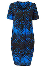 Load image into Gallery viewer, Roman Originals Women Animal Print Dress with Pockets Ladies Leopard Tunic Shift Jersey Stretchy Slouch Office Smock Smart Loose Cocoon Oversized Fit Party Casual V Neck UK - z Blue & Black - Size 18