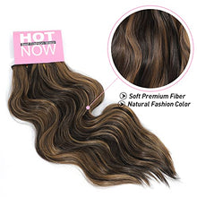 Load image into Gallery viewer, 20inch Clip in Hair Extension 4Pcs Curly Full Head Synthetic Hair Extension Wavy Hair Pieces for Women (20Inch, Dark Brown with Auburn Brown highlights)