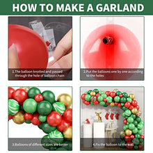 Load image into Gallery viewer, Christmas Balloon Arch Kit, Red Green Merry Christmas Balloons Garland Arch Kit, 90pcs Red Green Gold Latex Balloons Agate Balloons for Christmas Holiday New Year Birthday Party Decorations