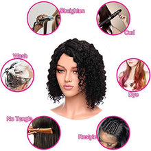 Load image into Gallery viewer, S-noilite Brazilian Curly Virgin Human Hair Wigs Short Bob Deep Wave Natural Black None Lace Wig Adjustable Cap for Women (12" human hair)