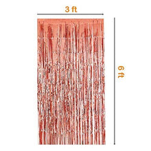 Load image into Gallery viewer, Shiny Metallic Foil Fringe Tinsel Curtain Rose Gold Shimmer Curtain Door & Window Curtain Party Decoration Champagne Themed Bridal Shower Supplies (3 ft X 6 ft) (4 Pack)