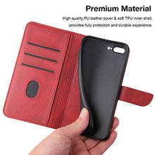 Load image into Gallery viewer, LOLFZ Wallet Case for iPhone 7 iPhone 8 iPhone SE 2020 SE 2022, Vintage Leather Book Case with Card Holder Kickstand Magnetic Closure Flip Case Cover for iPhone 7/8/SE 2020/SE 2022 - Red