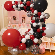 Load image into Gallery viewer, Balloon Arch Kit Red and Black, Black White Metallic Silver Balloon Garland Kit Latex Balloons Party Balloons for Birthday Party Supplies Wedding New Year Party Decorations