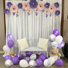 Load image into Gallery viewer, Wedding Balloons Purple Violet White Silver 50 pcs 12 inch Confetti Metallic Helium Latex Balloon with Purple Ribbon for Girls Birthday Baby Shower Bridal Party Event Decoration