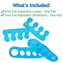 Load image into Gallery viewer, ViveSole Toe Stretchers Separators (4 Pack) - Gel Therapeutic Spa Spacer Spreaders for Bunions, Overlapping Hammer Toe, Yoga, Plantar Fasciitis, Nail Polish, Correct Pain Cushion