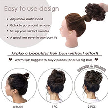 Load image into Gallery viewer, Messy Hair Bun Hair Scrunchies Extension Real Thicken Curly Wavy Messy Synthetic Chignon for Women Updo Hairpiece 48g With Elastic Rubber Band Dark Pink