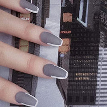 Load image into Gallery viewer, Generse Coffin False Nails Long Matte Fake Nails Purple French Ballerina Press on Nails Acrylic Full Cover Stick on Nail Tips 24pcs for Women and Girls
