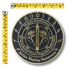 Load image into Gallery viewer, The Metal Foundry 50th Golden 2022 Wedding Recycled Solid Brass Anniversary Sundial Gift Idea Is A Great Present For Him, Her, Parents, Grandparents Or Couple On 50 Years Of Marriage