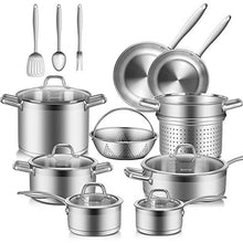 Load image into Gallery viewer, Duxtop SSIB-17 Professional 17 Piece Stainless Steel Induction Cookware Set, Impact-Bonded Technology