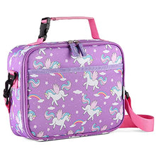 Load image into Gallery viewer, Lunch Bag for Girls, VASCHY Insulated Lightweight Lunch Box Bag for Toddler Girls to School Daycare Kindergarten Children with Detachable Shoulder Strap (Unicorn)