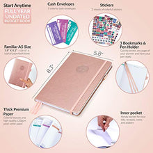 Load image into Gallery viewer, GoGirl Budget Book – Colorful Monthly Financial Planner Organizer. Budget Planner & Expense Tracker to Reach Financial Goals, Lasts 1 Year, Undated, Bonus 3 Cash Envelopes, A5 Hardcover – Rose Gold
