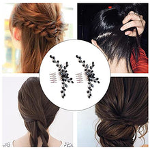 Load image into Gallery viewer, 2 Pcs Black Teardrop Small Hair Comb Women Rhinestone Hair Piece Bridal Hair Clip for Her Party Headpiece