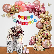 Load image into Gallery viewer, Balloon Arch Kit Garland 134pcs Shiny Metallic Rose Gold Pink 4D Foil Balloons with Butterfly Stickers for Birthday Decorations Wedding Anniversary Baby & Bridal Shower Valentine Party Mother's Day