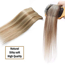 Load image into Gallery viewer, 100% Real Remy Hair Clip in Human Hair Extensions 8pcs 16-22inch Grade 7A Long Straight Natural 18 Clips Highlighted, 16"-65gram, #12 Golden Brown mix 613# Bleach Blonde