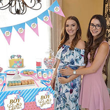 Load image into Gallery viewer, Heboland Gender Reveal Party Supplies Tableware Set, 16 Guests Boy or Girl Plates Napkins Tablecloth Cups Knives Forks Spoons Banner Decorations