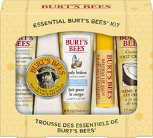 Load image into Gallery viewer, Burt's Bees Essential Gift Set, 5 Travel Size Products - Deep Cleansing Cream, Hand Salve, Body Lotion, Foot Cream and Lip Balm