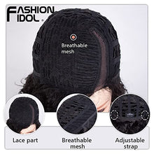 Load image into Gallery viewer, FASHION IDOL Short Deep Wave Lace Front Bob Wigs for Women Human Hair Kinky Curly wig Side Part Shouder Lenth Wig Pre plucked with Baby Hair 150% Density 10 Inch