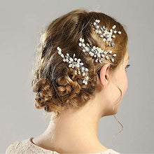 Load image into Gallery viewer, Hair Accessories Bridal Jewellery Hair Pins – 3 Pieces Fashion Retro Elegant Women's Pearl Rhinestone Hair Clip Wedding Bridal Hair Accessories (Colora)