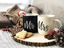 Load image into Gallery viewer, Gifffted Mr and Mrs Mugs, Unique Wedding Gift for The Couple, Gifts for Engagement, His Hers Anniversary, Bride Groom, Women, Presents for Couples on Valentines|Christmas, Black/White Coffee Set