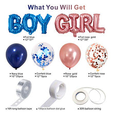 Load image into Gallery viewer, Lopeastar Gender Reveal Balloon Arch Decoration - 52 Balloons Navy Blue and Rose Gold tinsel Foil Fringe Curtains Backdrop, Boy or Girl Baby Reveal Party Supplies