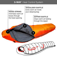 Load image into Gallery viewer, KeenFlex Mummy Sleeping Bag 3-4 Season Extra Warm & Lightweight Compact Waterproof Advanced Heat Control System – Ideal for Camping Backpacking Hiking Festivals – Compression Bag Included (Orange)