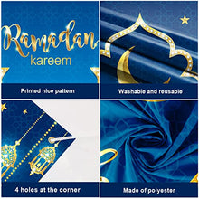 Load image into Gallery viewer, Blue Eid Mubarak Decorations, Blue Ramadan Mubarak Balloon Arch Kit, Blue Eid Banner Muslim Ramadan Backdrop Background for Muslim Ramadan Party Supplies (Banner + Balloon)