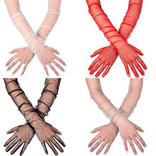 Load image into Gallery viewer, 4 Pairs Women's Long Tulle Gloves Sheer Wedding Bridal Gloves Elbow Length Opera Party Gloves