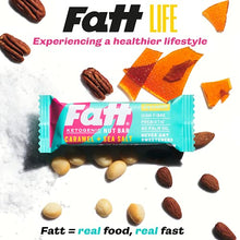 Load image into Gallery viewer, Fatt (aka Fattbar) Keto Nut Bars (Caramel & Sea Salt, 5-Pack) | New Name - Same Keto Bars | 2g Carbs | Super Fats Natural Keto Snacks | Low Carb, High Fibre, Low Sugar, Sweetener Free, Vegan