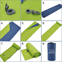 Load image into Gallery viewer, GEEDIAR Inflatable Sleeping Mat Ultralight Camping Mattress with Pillow, Waterproof Double-Sided Color Sleeping Pad, Folding Inflating Single Bed Portable Air Pad for Trekking Backpacking (Blue+Green)