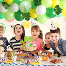 Load image into Gallery viewer, Dinosaur Birthday Party Decorations, 111Pcs Green Balloons Arch Garland Kit with Happy Birthday Banner, Dinosaurs Balloons and Cap Topper for Boys Girls Birthday Decor Jungle Safari Party Supplies