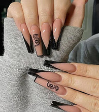 Load image into Gallery viewer, Brishow Coffin False Nails Long Fake Nails Dragon Press on Nails Bellarina Acrylic Stick on Nails 24pcs for Women and Girls