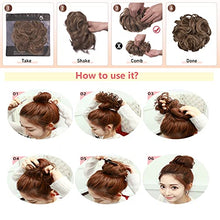 Load image into Gallery viewer, 2 Pack-Hairpiece Scrunchy Scrunchie Bun Updo,Hair Ribbon Ponytail Extensions Hair Extensions Wavy Curly Messy Hair Bun Donut Hair Chignons Hair Piece Wig Plum Red