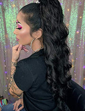 Load image into Gallery viewer, YEESHEDO Long Wavy Ponytail Hair Extension for Black Women Drawstring Ponytail Hair Extensions Clip in Black Curly Synthetic Hairpiece