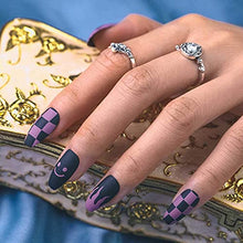 Load image into Gallery viewer, Sethexy Medium Matte False Nails Ballerina Stick on Nails Pink Coffin Fake Nails Blue Fire Nails with Glue 24Pcs Acrylic Art Press-on Nail Tips for Women and Girls