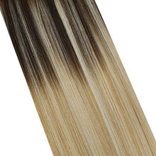 Load image into Gallery viewer, Moresoo Brown Balayage Clip in Hair Extensions Thick Extensions Clip in Balayage Brown to Blonde with Caramel Brown Ombre Hair Extensions Full Head 16 Inch 120g/7pcs