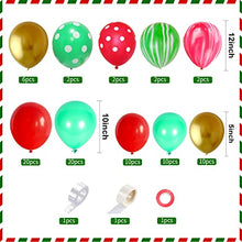 Load image into Gallery viewer, Christmas Balloon Arch Kit, Red Green Gold Christmas Balloons Garland, 84pcs Latex Balloons Agate Balloons for Indoor Outdoor Christmas Party Wintertime Holiday New Year Birthday Decorations