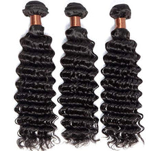 Load image into Gallery viewer, BLACKMOON HAIR Brazilian Virgin Hair Deep Wave Bundles 3 Bundles Unprocessed Virgin Human Hair Extension Deep Curly Hair Weave Natural Black Color(24 24 26 Inch)