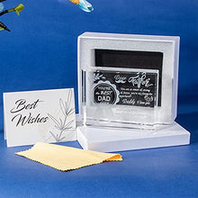 Load image into Gallery viewer, Movdyka Crystal Plaque Best Dad with Sayings of Love, Engraved Glass Block Birthday Gifts for Daddy, Best Dad Ever Ornament for Daddy from Daughter, Son